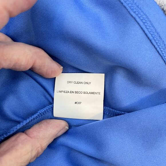 Luxology boho shift puff bell sleeve rayon polyester blue women dress sz 8 - Picture 11 of 11